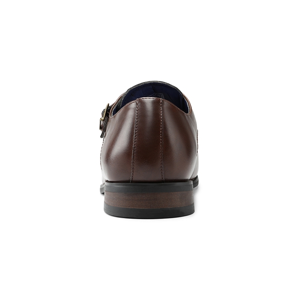 Men's Wide Monk Strap Oxford Shoes - BROWN - 4